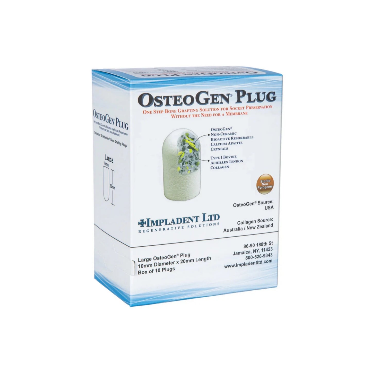 OsteoGen Plugs | Large 10x20cm (10/box)