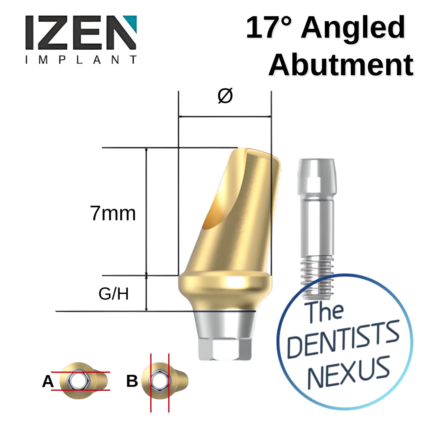 IZEN | ZENEX MULTI T-System 17° Angled Abutment 3.5mmØ Mini Platform